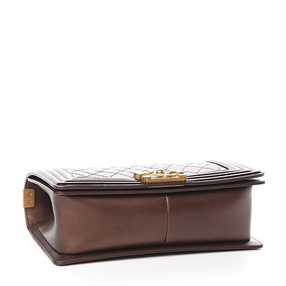 Chanel Metallic Patent Calfskin Quilted Medium Boy Flap Brown 4 of 11