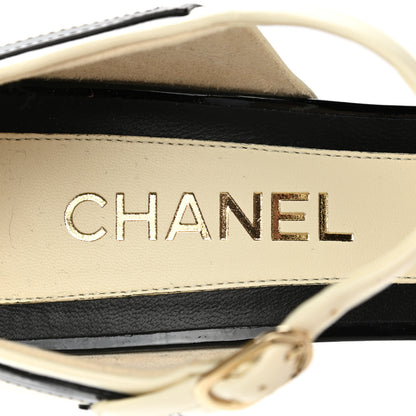 Chanel Patent Calfskin CC Ankle Strap Pumps 40 White Black 7 of 8