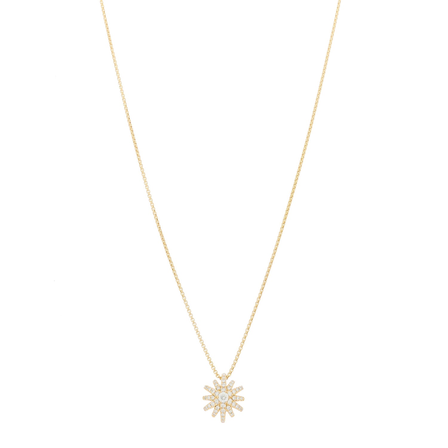 David Yurman 18K Yellow Gold Diamond Starburst Pave Pendant Necklace 1 of 7