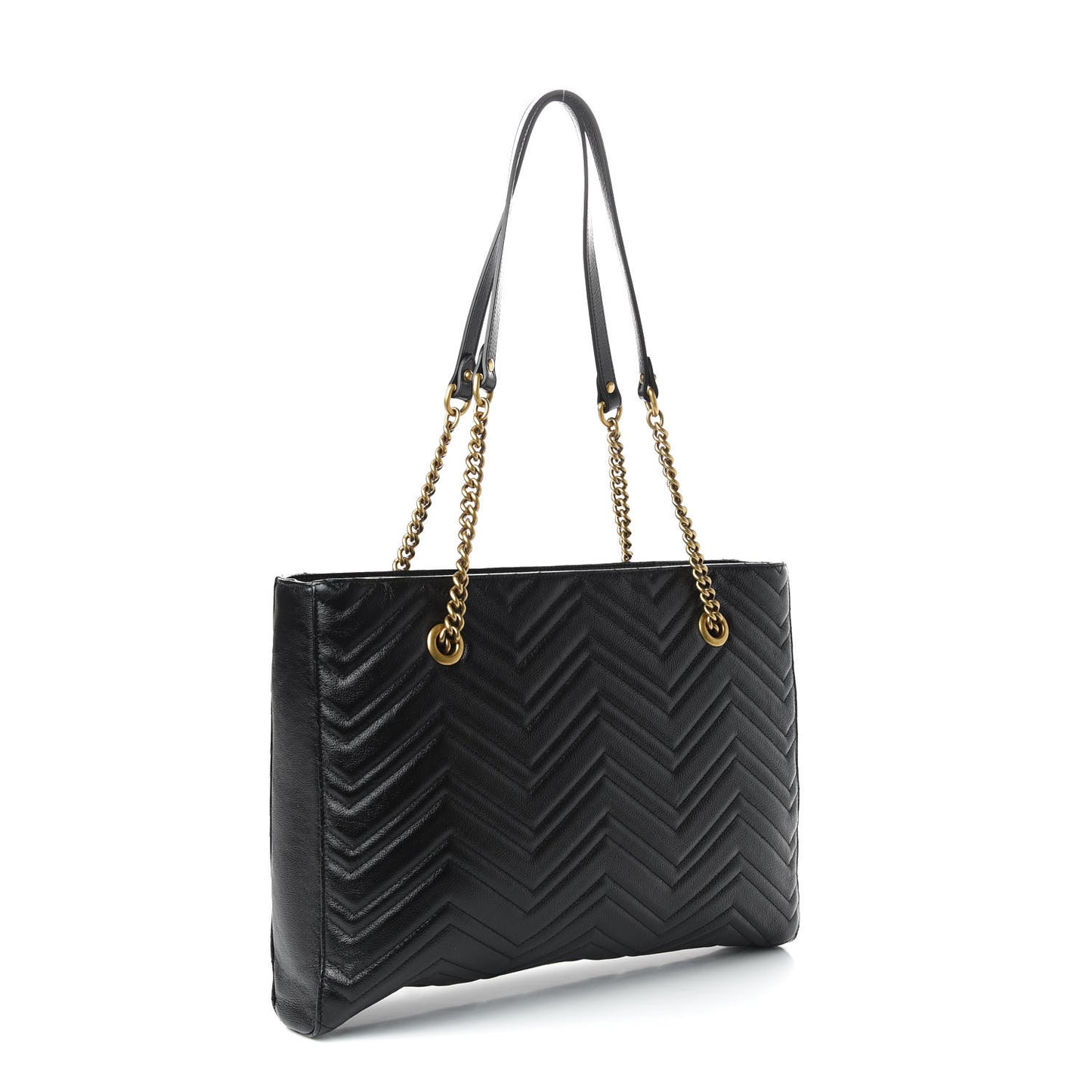 Vintage Calfskin Matelasse Medium GG Marmont Slim Tote Black