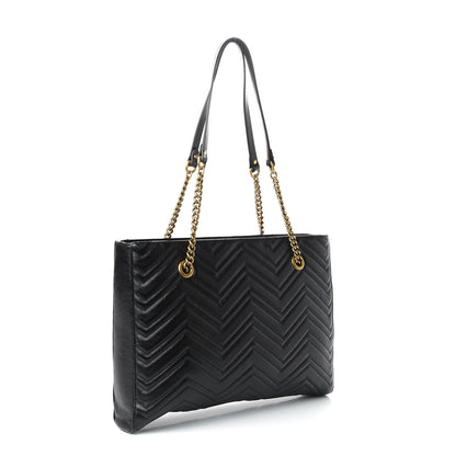 Gucci Vintage Calfskin Matelasse Medium GG Marmont Slim Tote Black 3 of 10