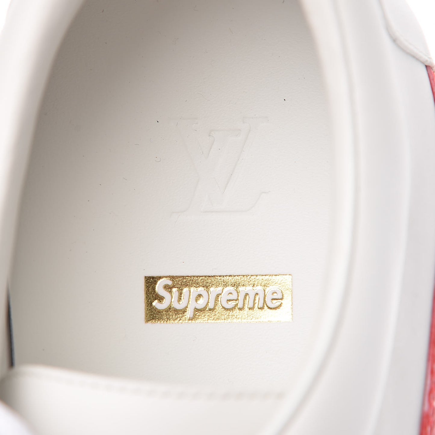 X SUPREME Calfskin Monogram Sneakers 9.5 White Red