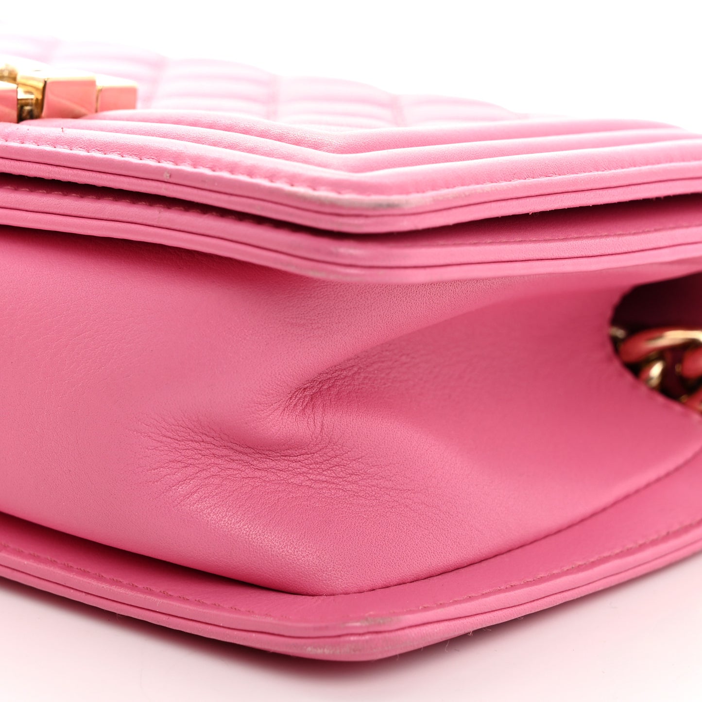 Calfskin Quilted Small Boy Flap Pink