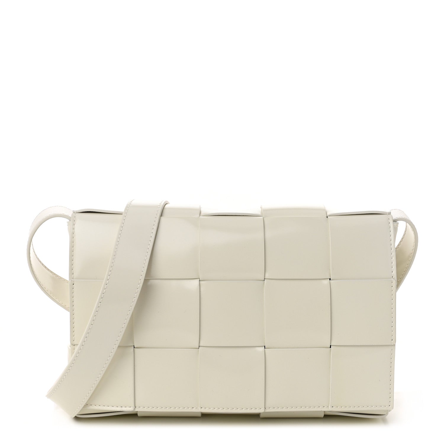 Bottega Veneta Patent Maxi Intrecciato Cassette Crossbody Bag White 1 of 11