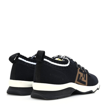Fendi Stretch Knit Jacquard FF Lace-Up Sock Sneakers 38 Tobacco Black 4 of 6
