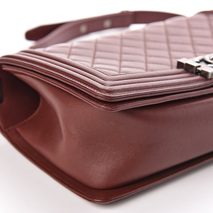 Chanel Lambskin Quilted Medium Boy Flap Burgundy 12 of 13