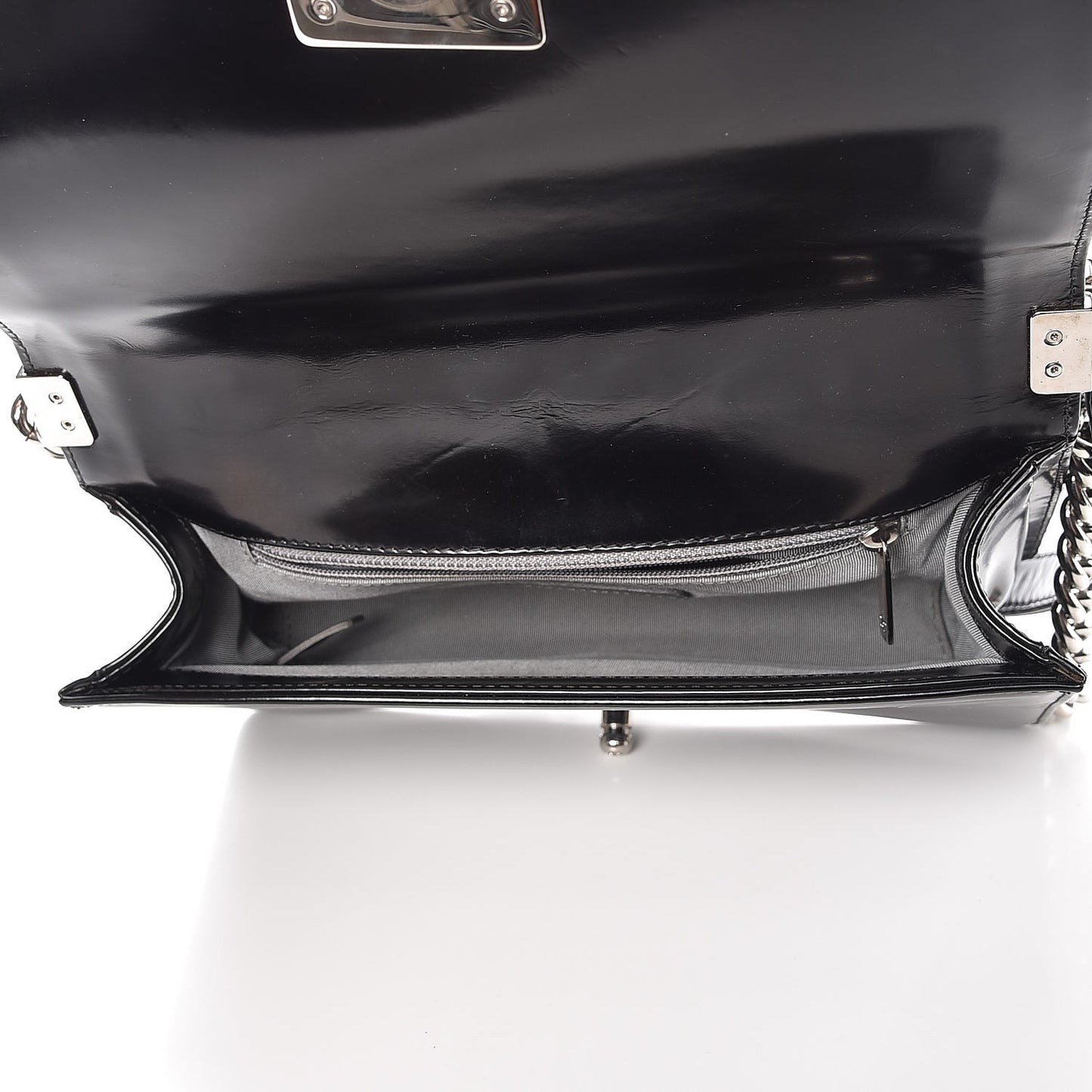 Glazed Calfskin Medium Boy Flap Black