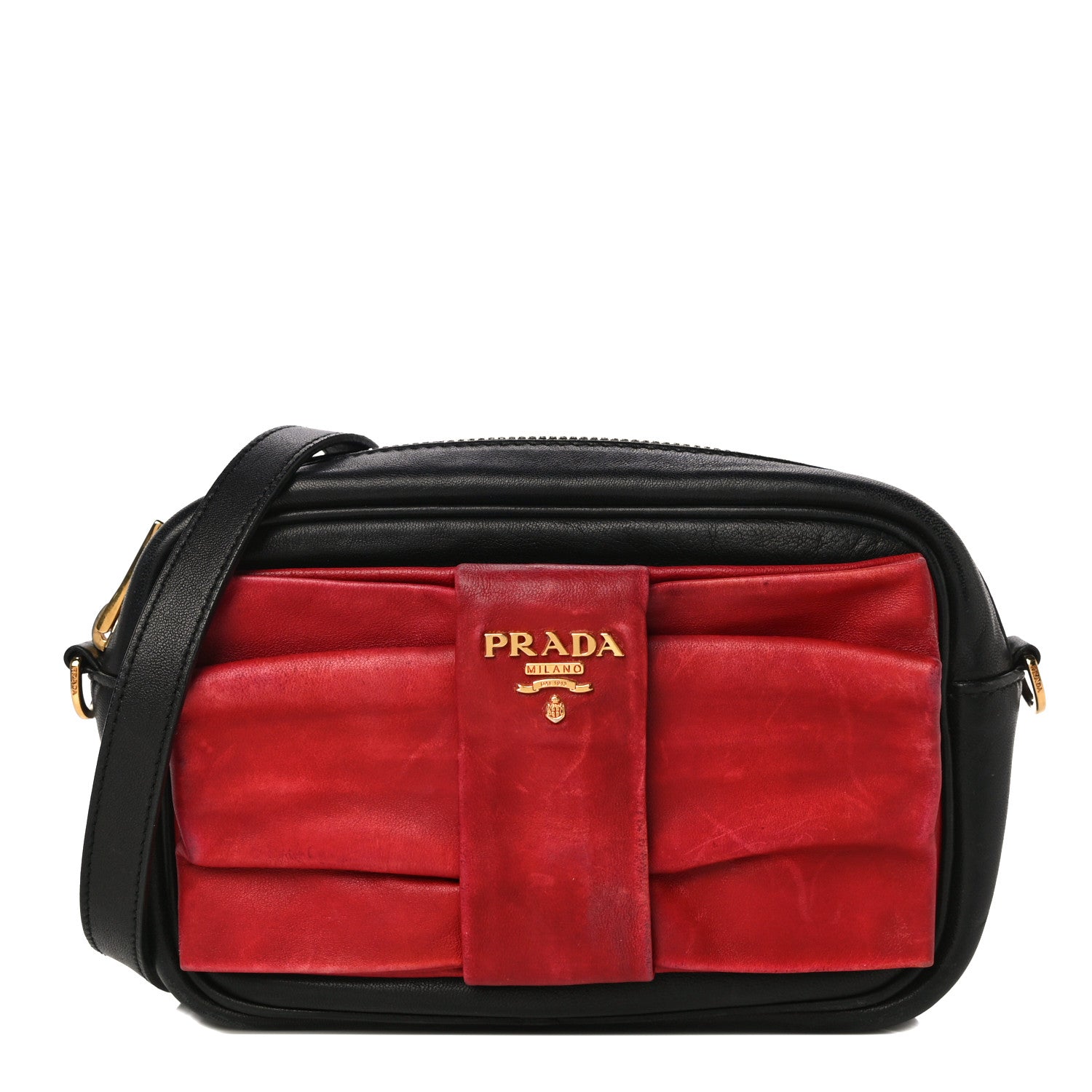 Prada Nappa Fiocco Bow Crossbody Clutch Black Fuoco 1 of 16