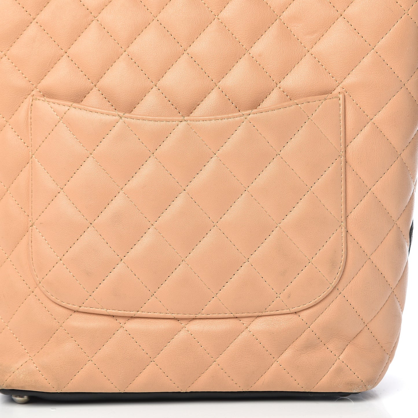 Calfskin Quilted Medium Cambon Tote Beige Black