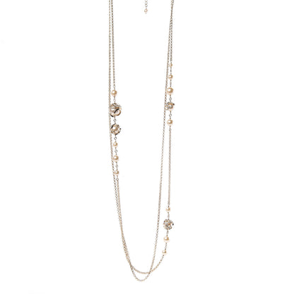 Chanel Pearl Crystal CC Long Necklace Gold 1 of 5