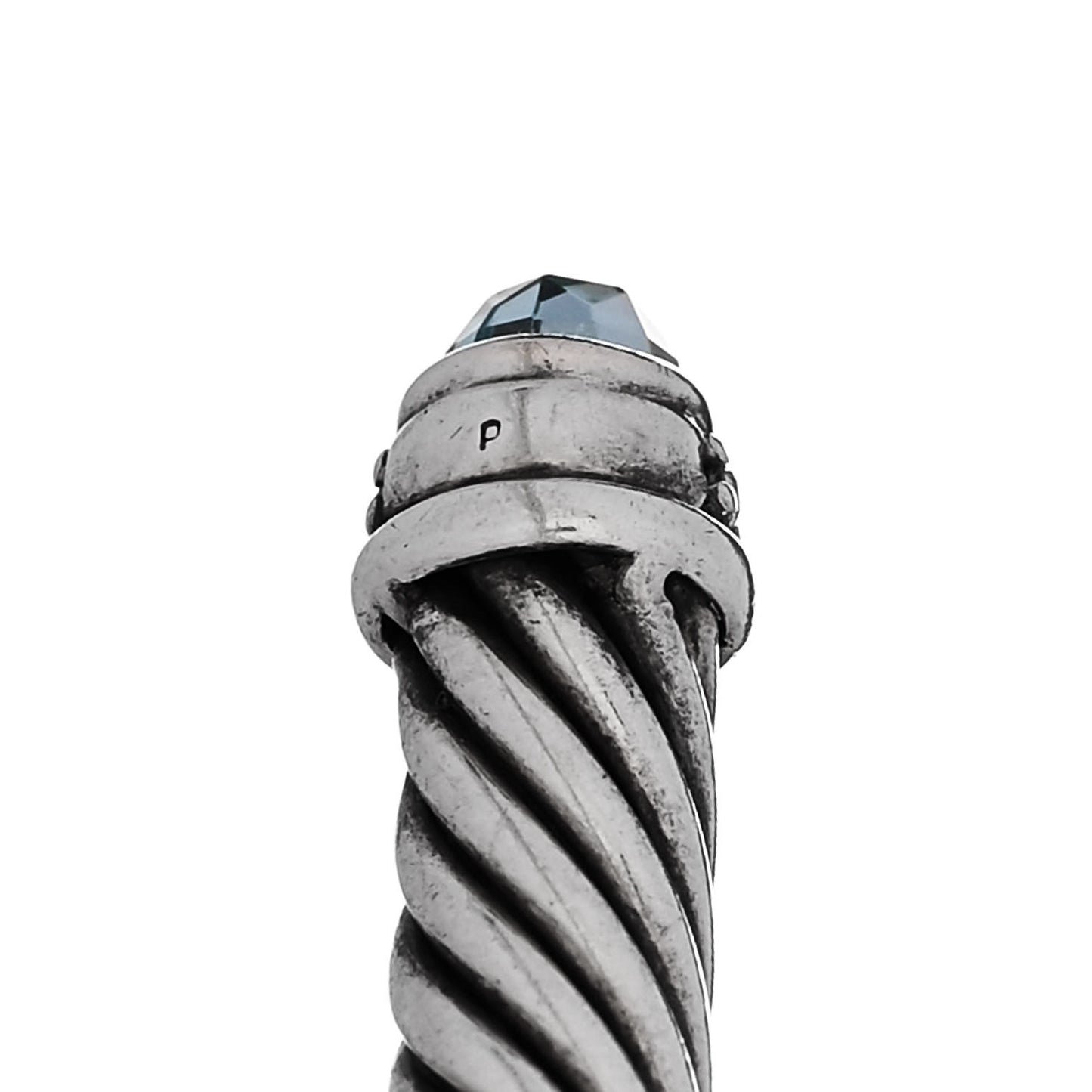 Sterling Silver Diamond Blue Topaz 5mm Cable Classics Bracelet