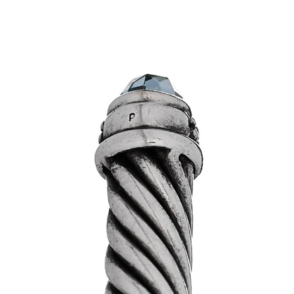 David Yurman Sterling Silver Diamond Blue Topaz 5mm Cable Classics Bracelet 4 of 4