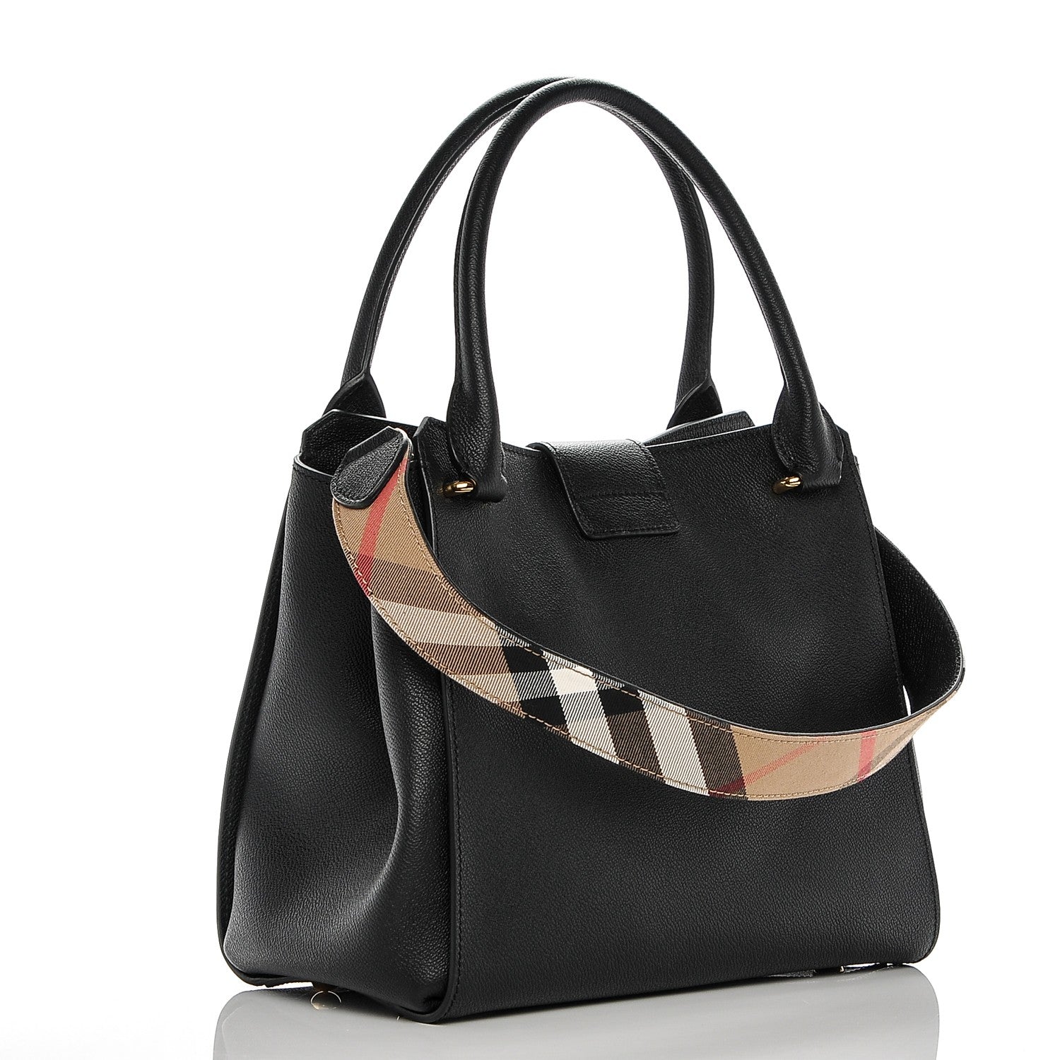Burberry Soft Grain Calfskin Medium Buckle Tote Black 3 of 7