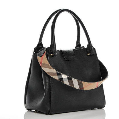 Burberry Soft Grain Calfskin Medium Buckle Tote Black 3 of 7