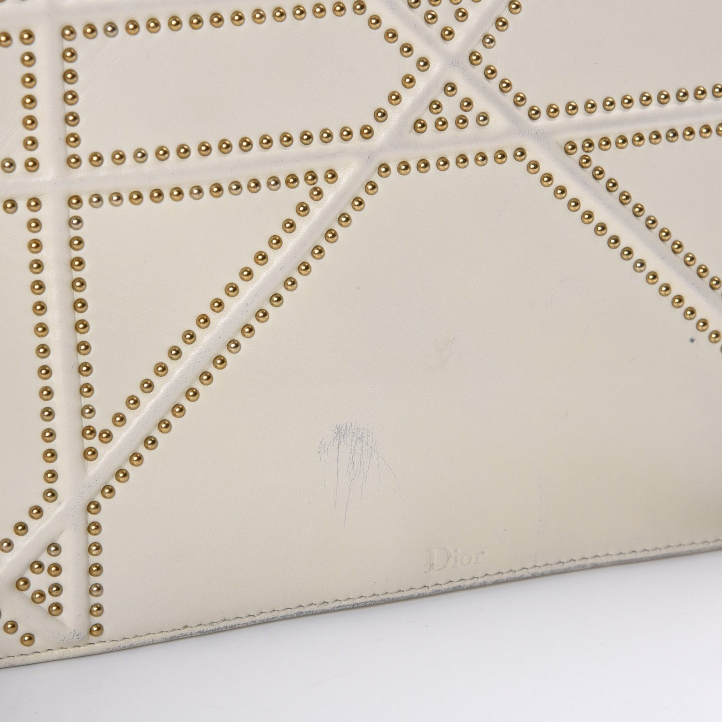 Lambskin Studded Medium Diorama Flap Bag Latte