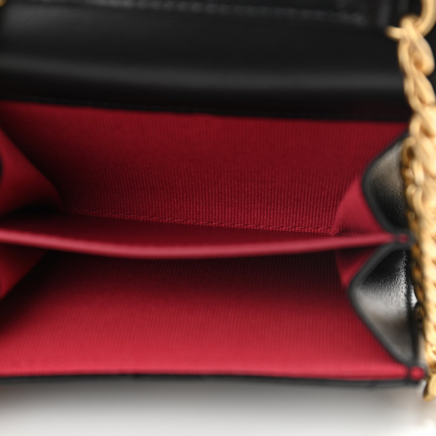 Lambskin Enamel Quilted Pending CC Card Holder On Chain Black