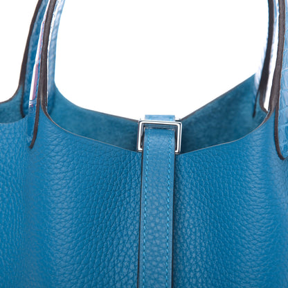 Hermes Taurillon Clemence Matte Alligator Picotin Lock Touch 18 PM Mykonos 8 of 13
