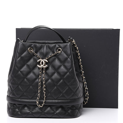 Chanel Caviar Quilted Large Rolled Up Bucket Drawstring Bag Black 9 of 9
