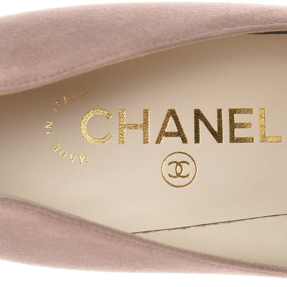 Chanel Suede Lambskin Cap Toe Pumps 37.5 Dark Beige 6 of 9