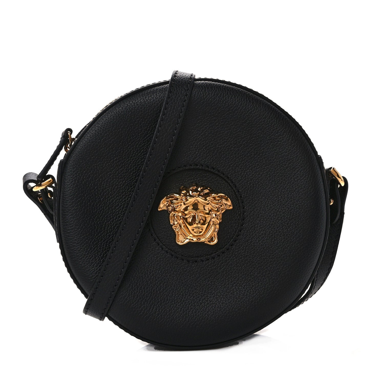 Calfskin La Medusa Round Camera Bag Black