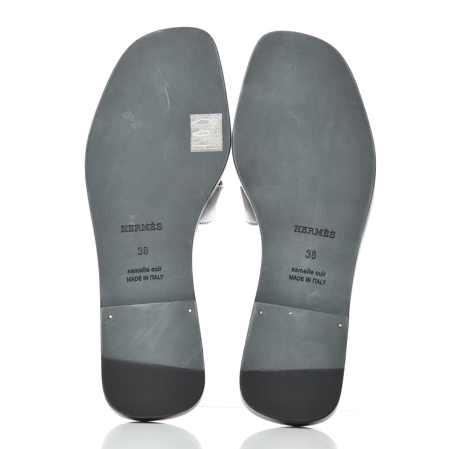 Hermes Metallic Nappa Calfskin Oran Sandals 38 Argent 5 of 7