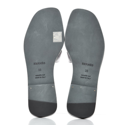 Hermes Metallic Nappa Calfskin Oran Sandals 38 Argent 5 of 7