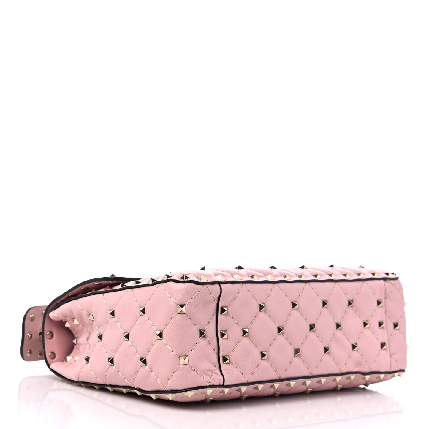 Nappa Medium Rockstud Spike Shoulder Bag Water Rose