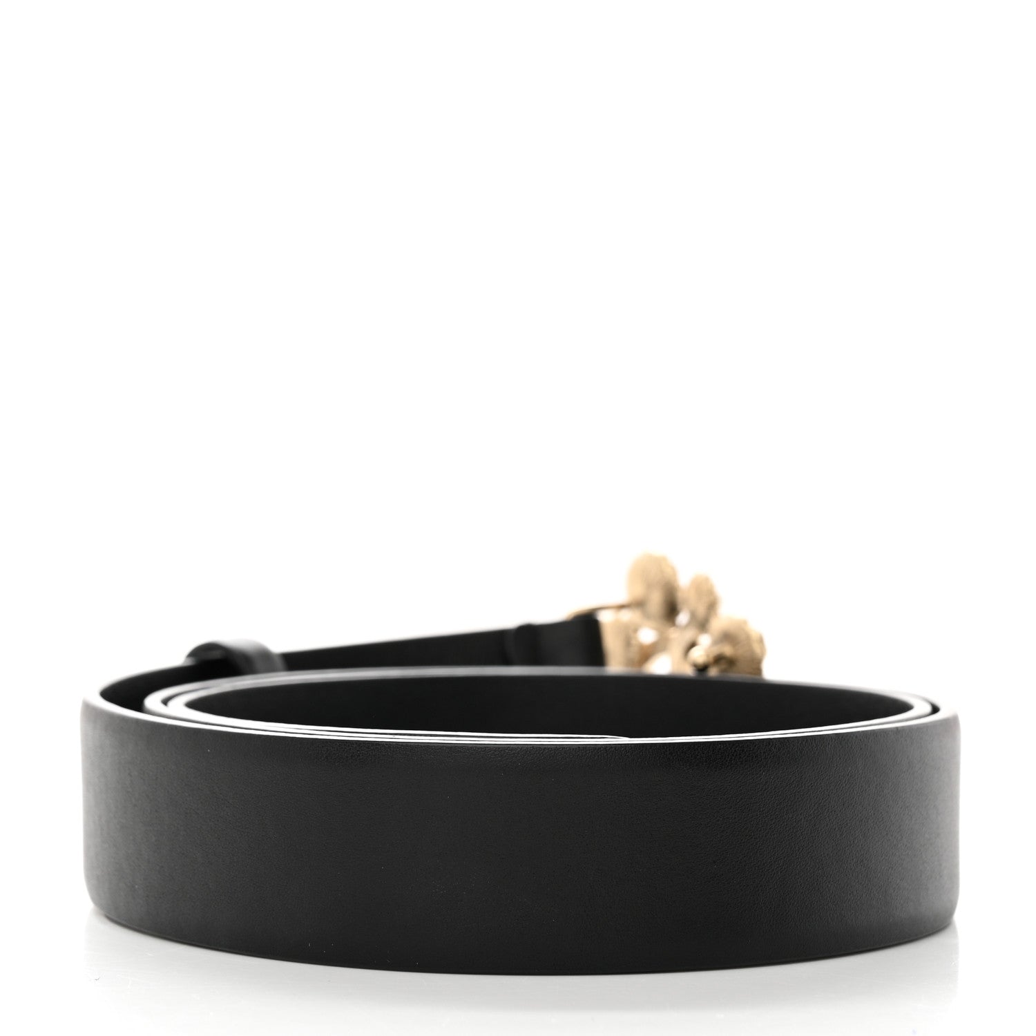 Chanel Calfskin Pearl Camellia CC Belt 85 34 Black Gold 2 of 7