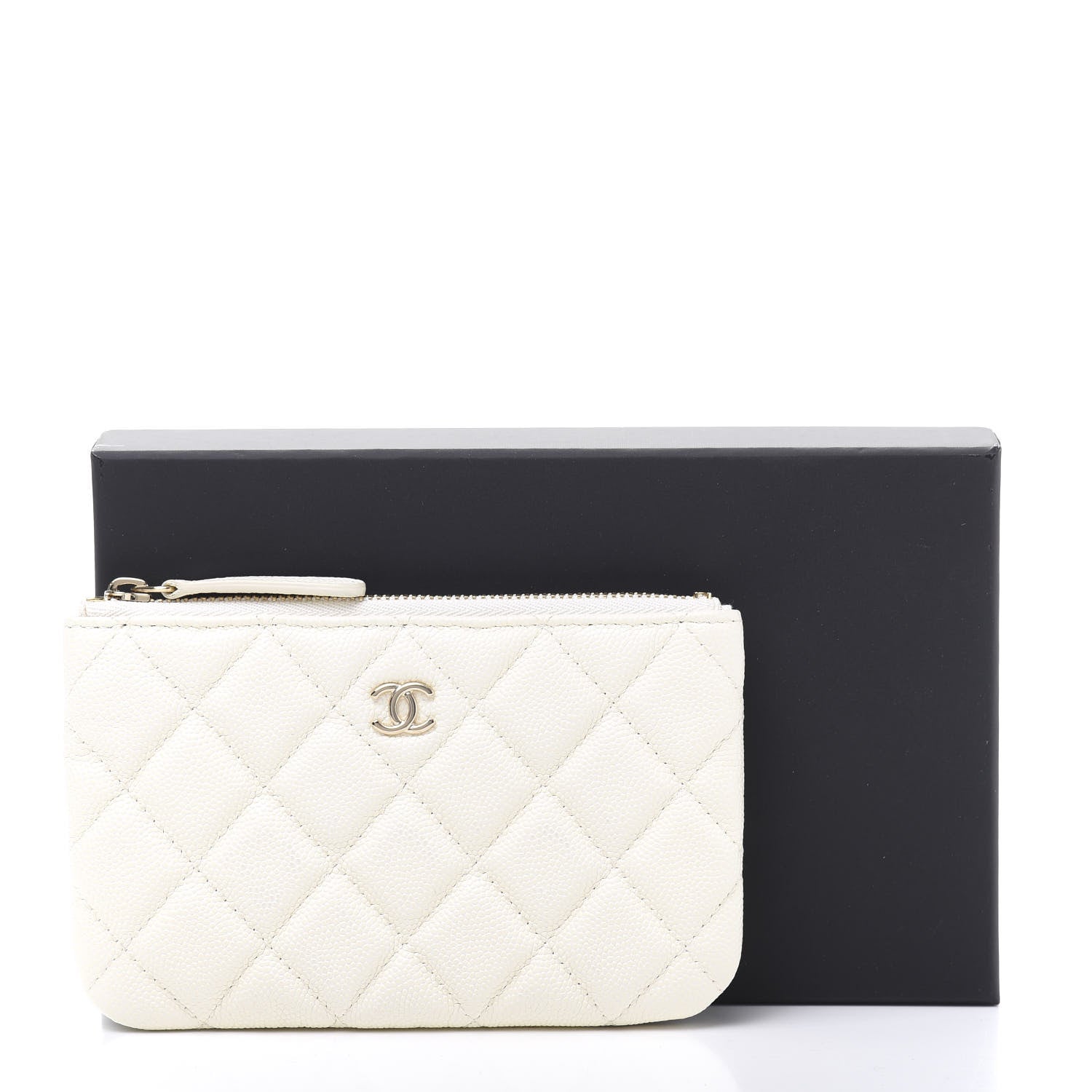 Chanel Caviar Quilted Small Cosmetic Case White 9 of 10