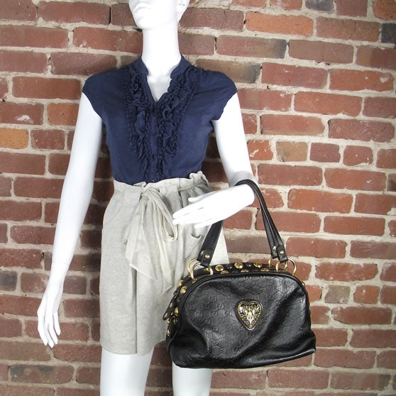 Gucci Guccissima Medium Babouska Dome Bag Black 2 of 9