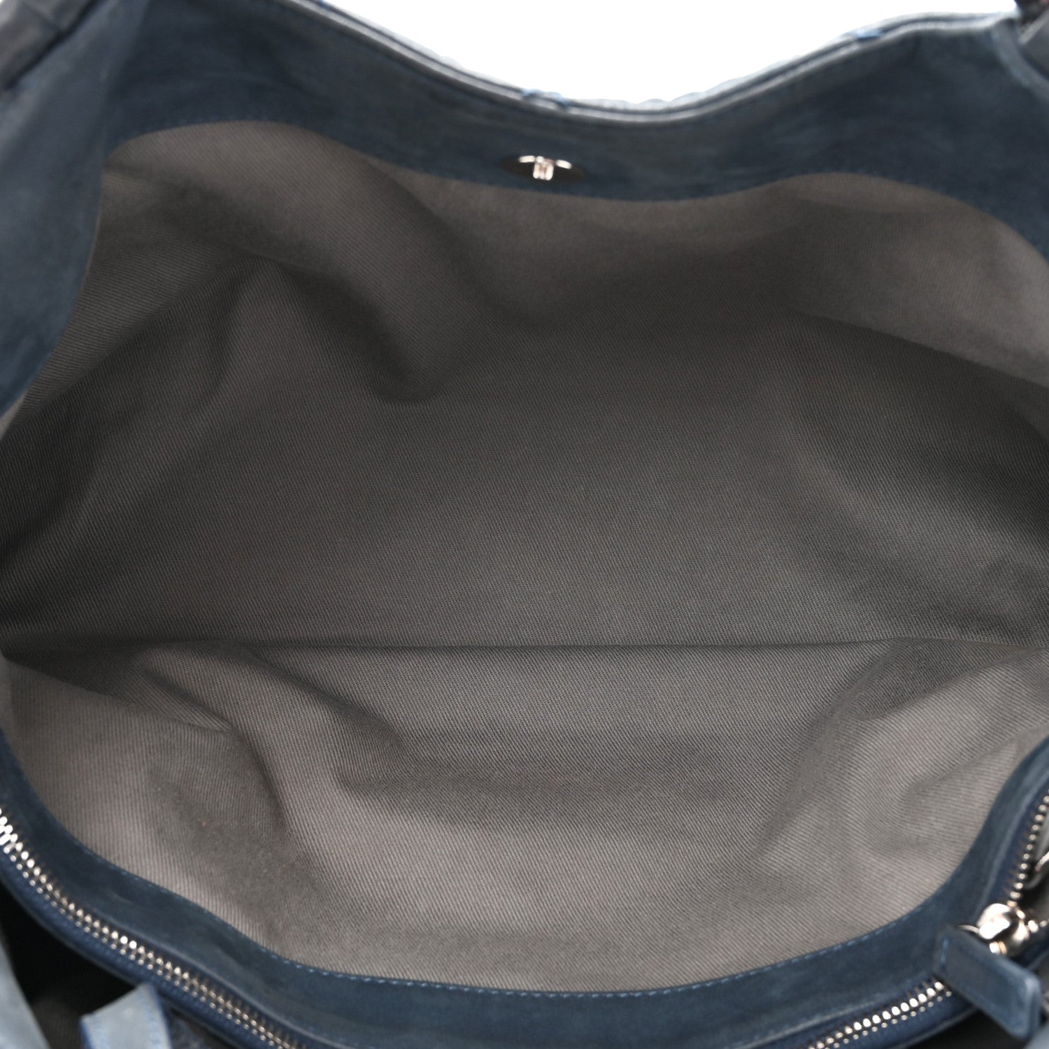 Chanel Iridescent Calfskin Quilted Small Sea Hit Tote Navy 5 of 17