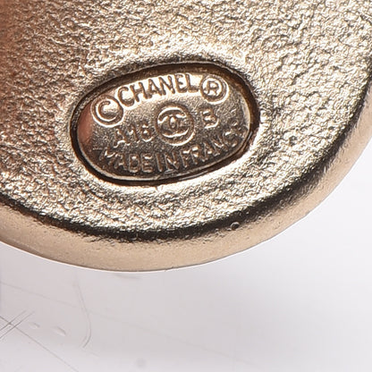 Chanel Crystal Enamel CC Round Earrings Gold 4 of 4