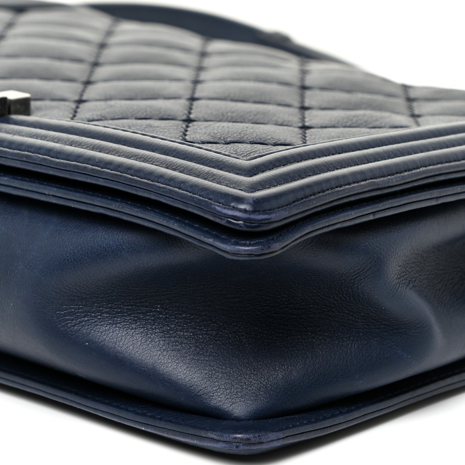 Chanel Calfskin Double Stitch Large Boy Flap Navy Blue 10 of 19