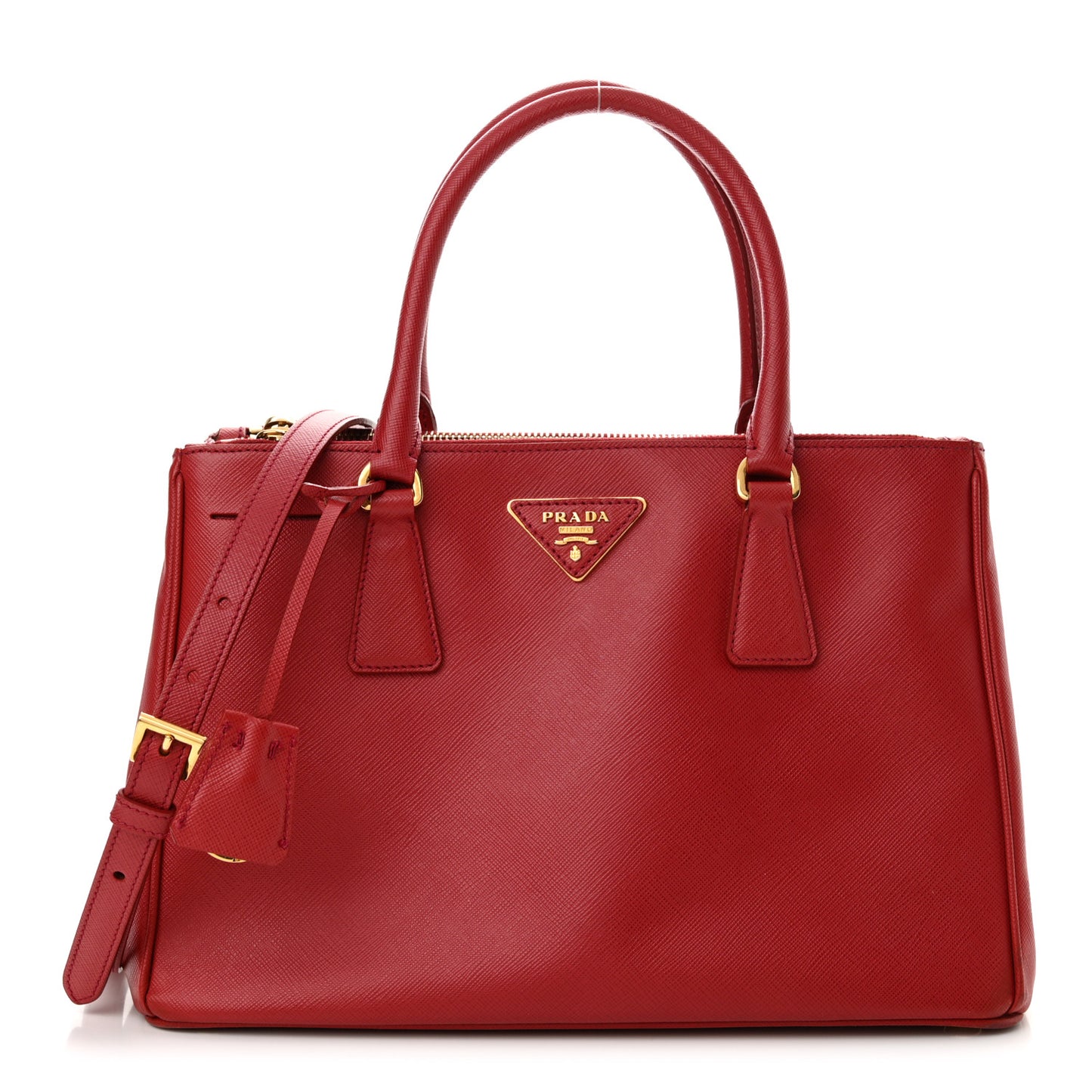 Saffiano Lux Medium Galleria Double Zip Tote Fuoco