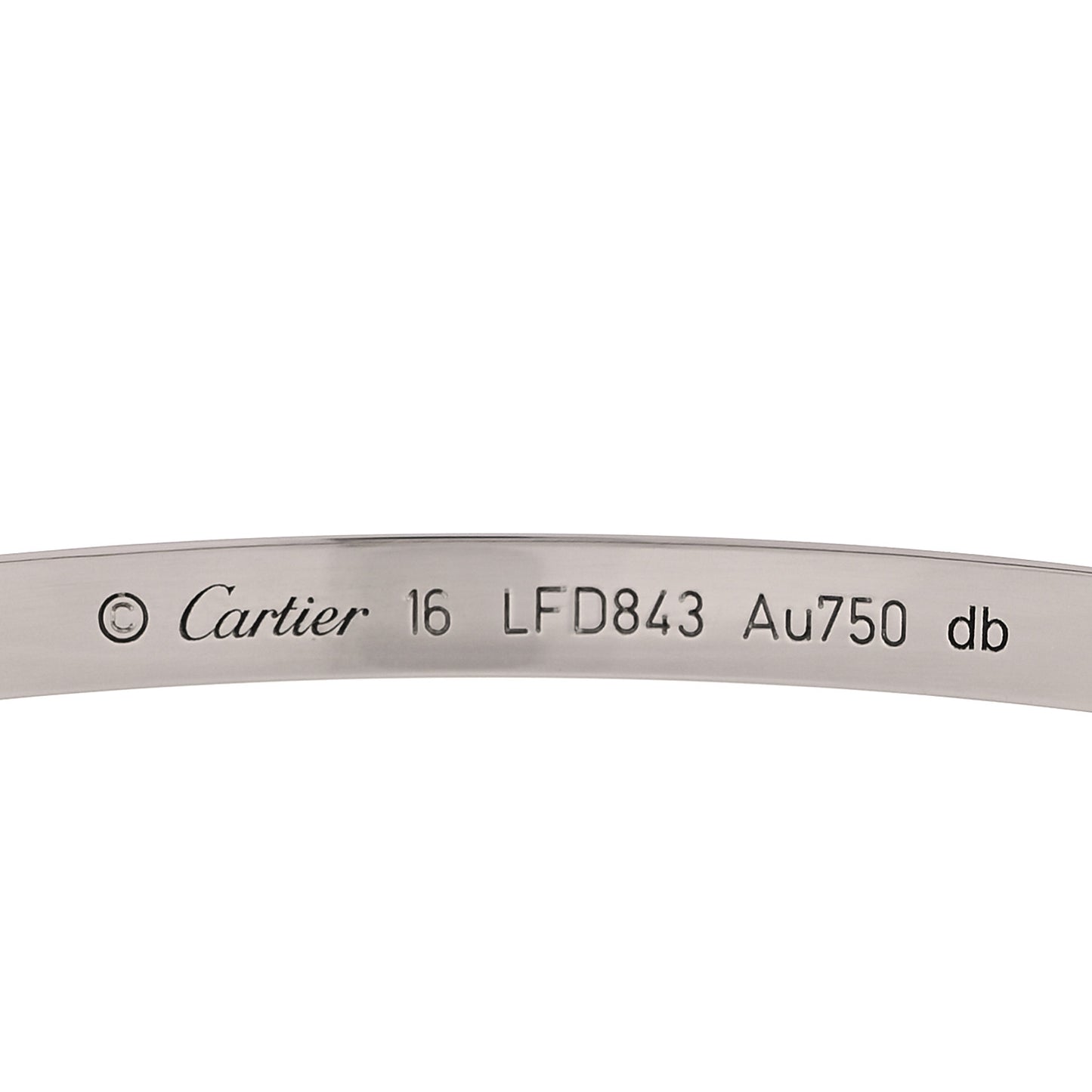18K White Gold Small LOVE Bracelet 16