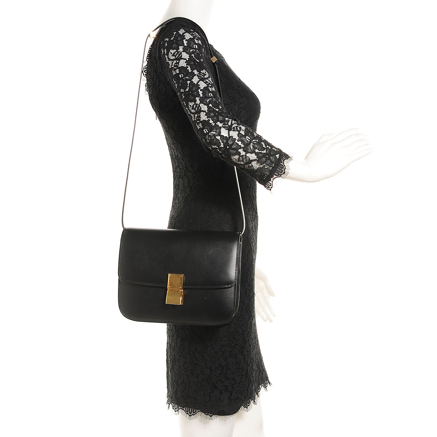 Celine Liege Calfskin Medium Classic Box Flap Bag Black 2 of 7