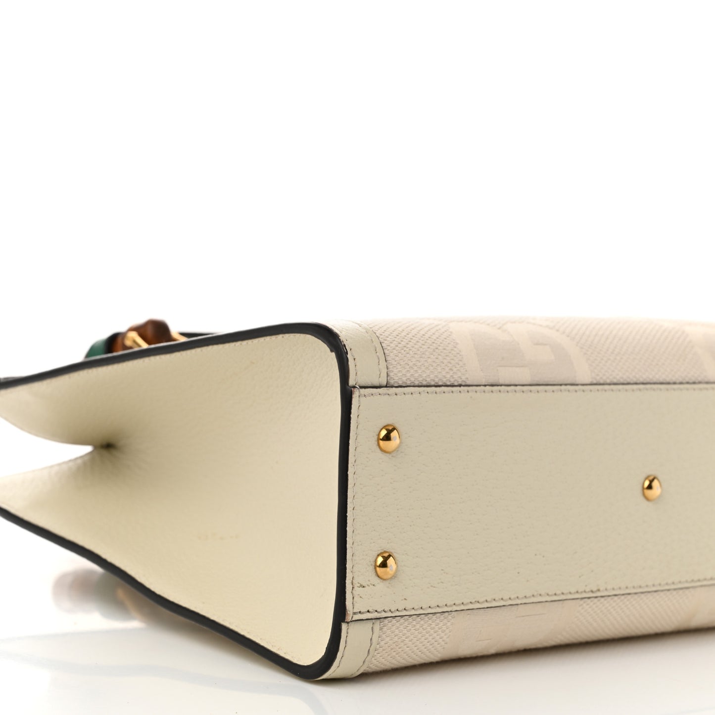 Monogram Jumbo GG Textured Dollar Calfskin Web Small Diana Tote Bag Mystic White