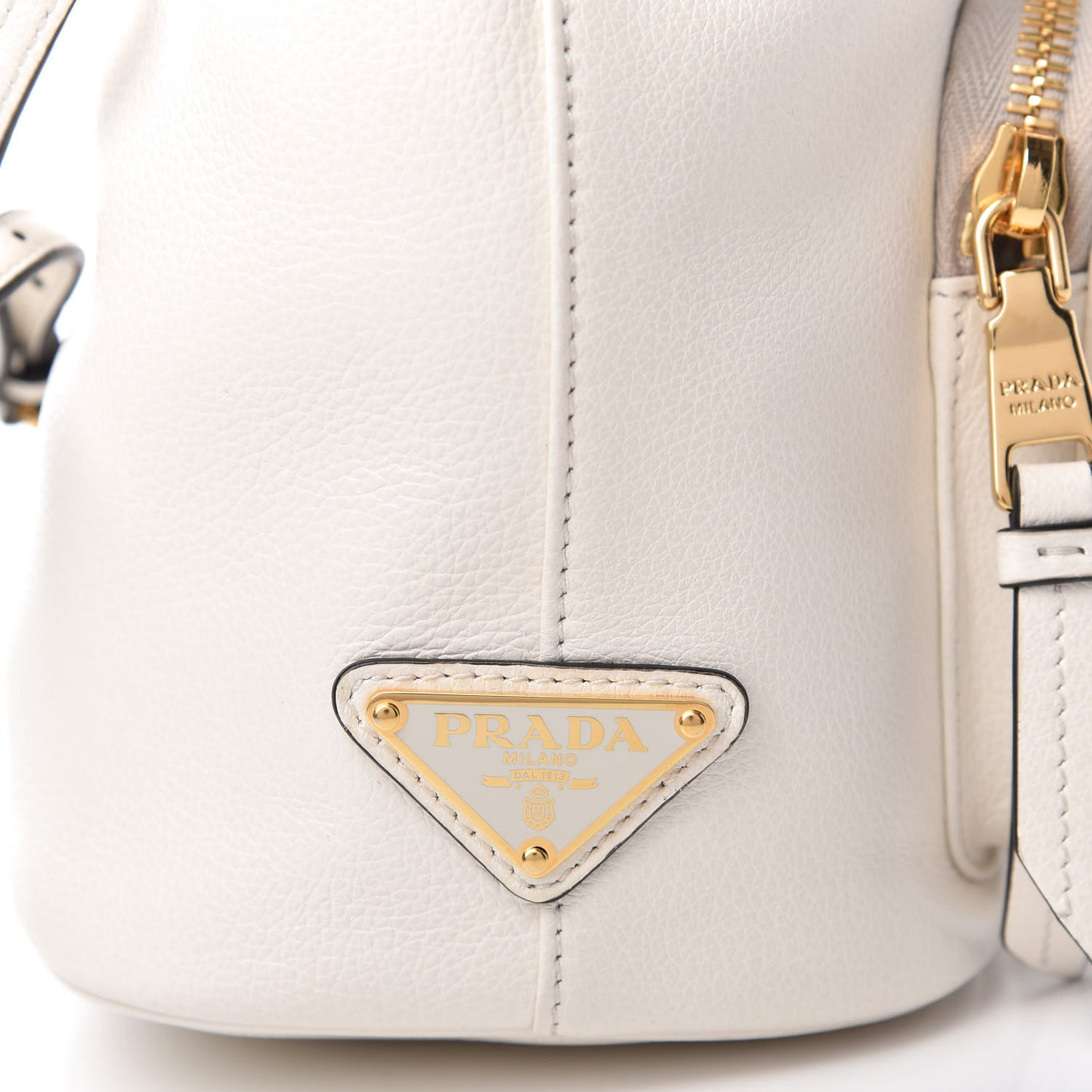 Glace Calfskin Logo Mini Bucket Crossbody Bag White