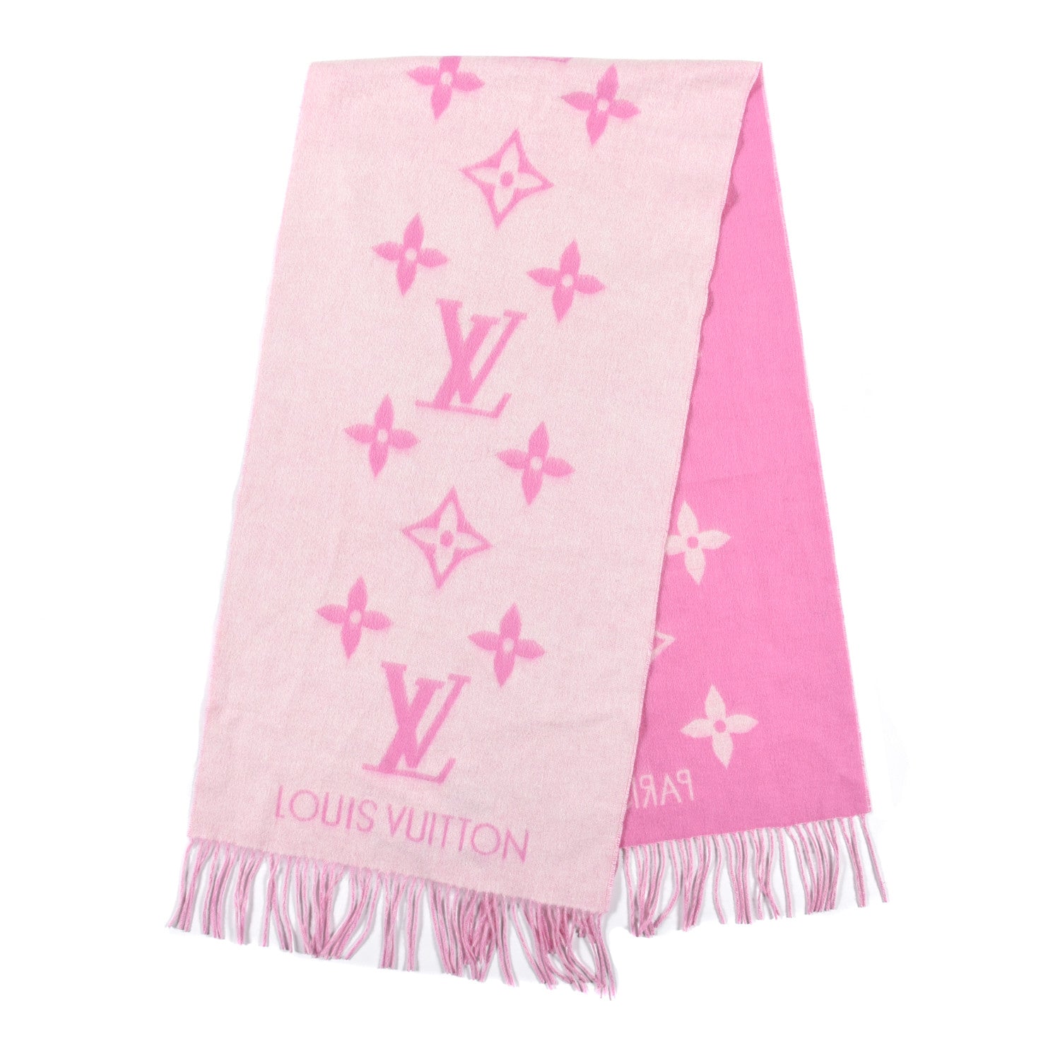 Louis Vuitton Cashmere Monogram Reykjavik Scarf White Pink 2 of 4