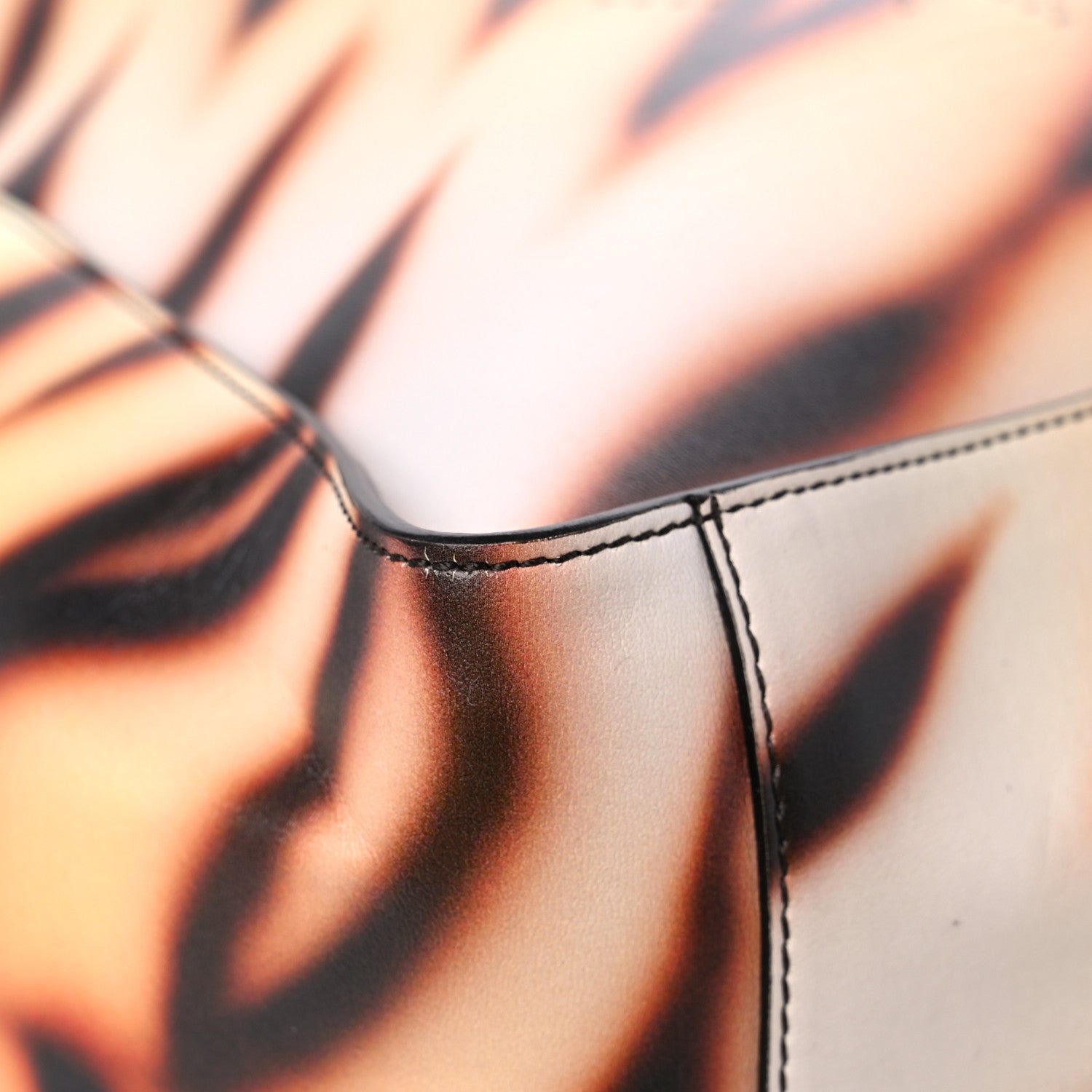 Stella McCartney Eco Alter Tiger Print Perforated Logo Tote Bag Brown Ivory 8 of 11