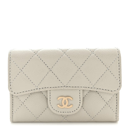 Chanel Caviar Quilted Flap Card Holder Wallet Light Grey 1 of 9