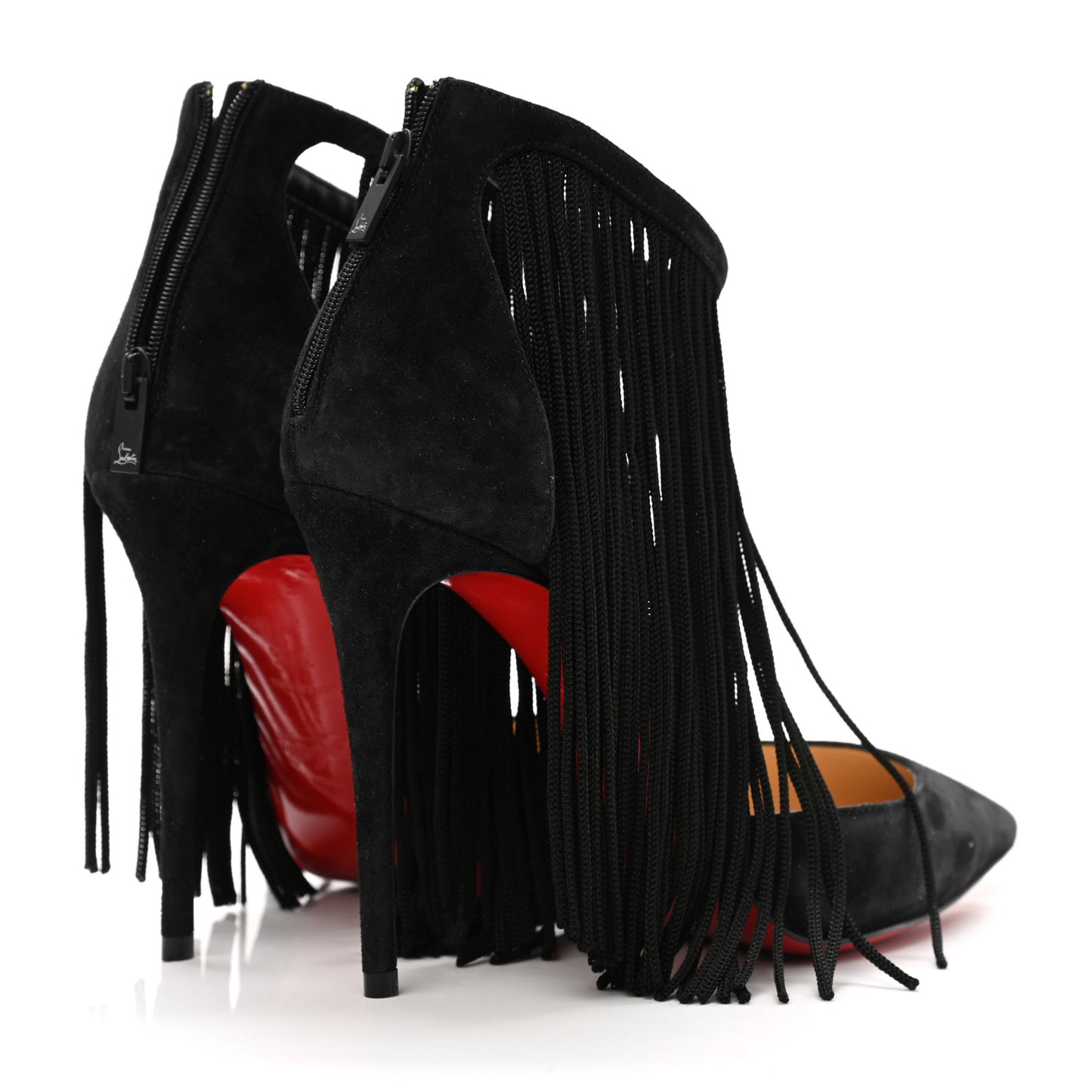 Veau Velours Fringe Courtain 100 Pumps 37.5 Black