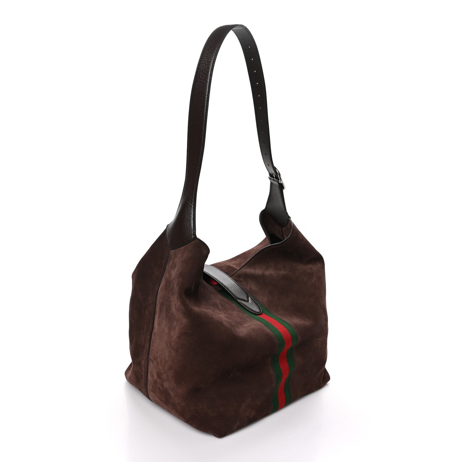 Gucci Suede Textured Dollar Calfskin Web Medium Jackie 1961 Crossbody Bag Brown 4 of 13