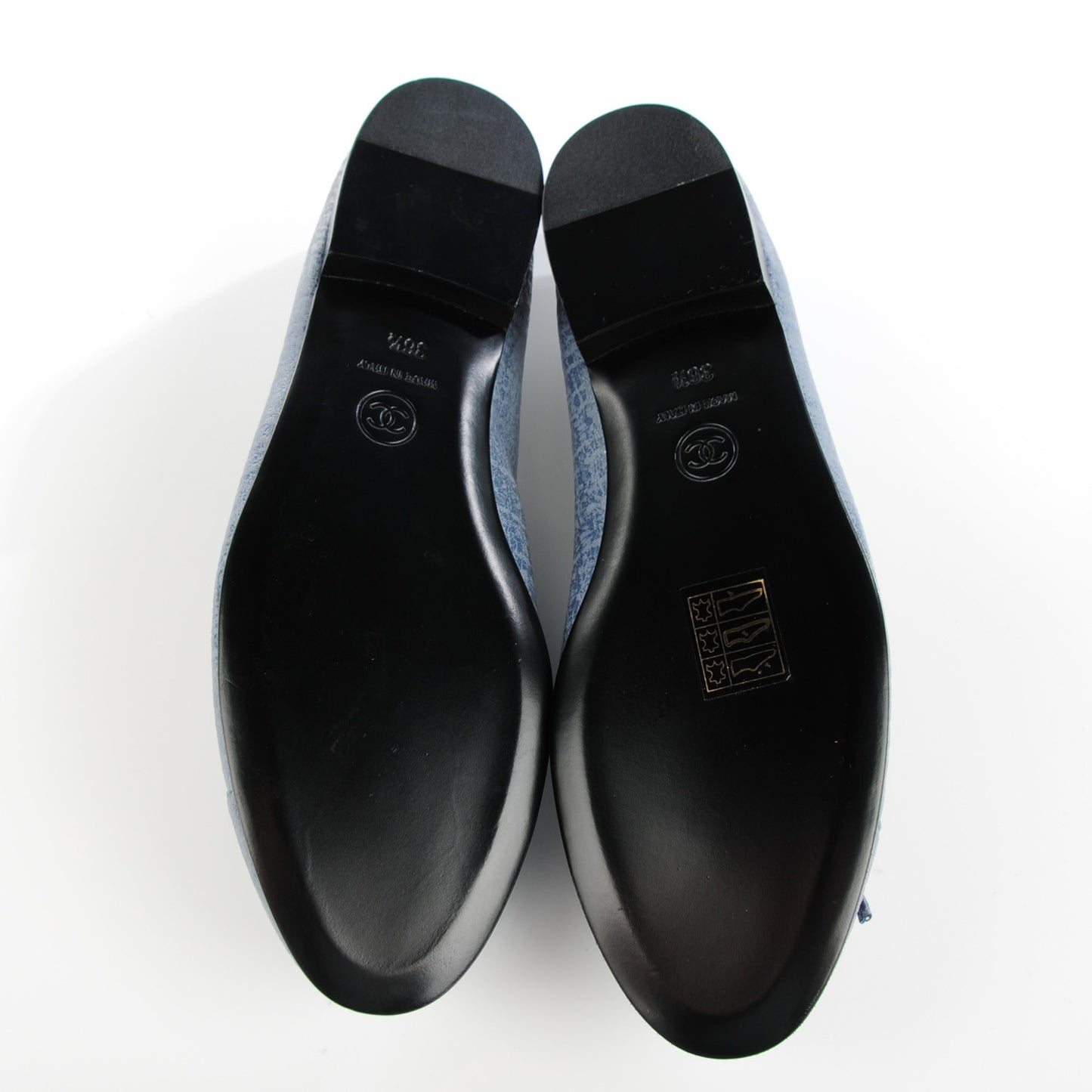 Iridescent Calfskin Cap Toe CC Ballerina Flats 36.5 Blue