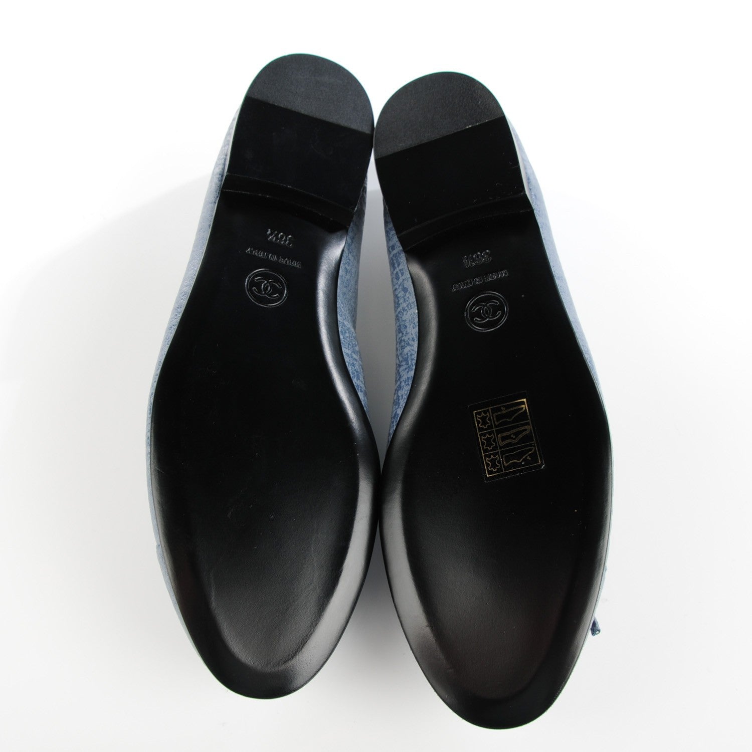 Chanel Iridescent Calfskin Cap Toe CC Ballerina Flats 36.5 Blue 5 of 8