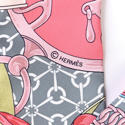 Hermes Silk La Promenade Du Matin Twilly Framboise Turquoise Vert 5 of 5