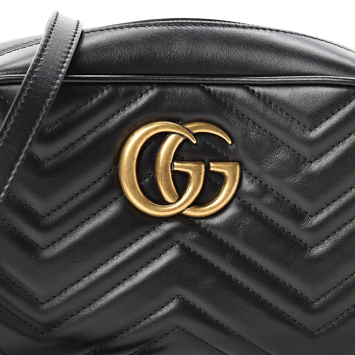 Gucci Calfskin Matelasse Small GG Marmont Chain Shoulder Bag Black 7 of 12