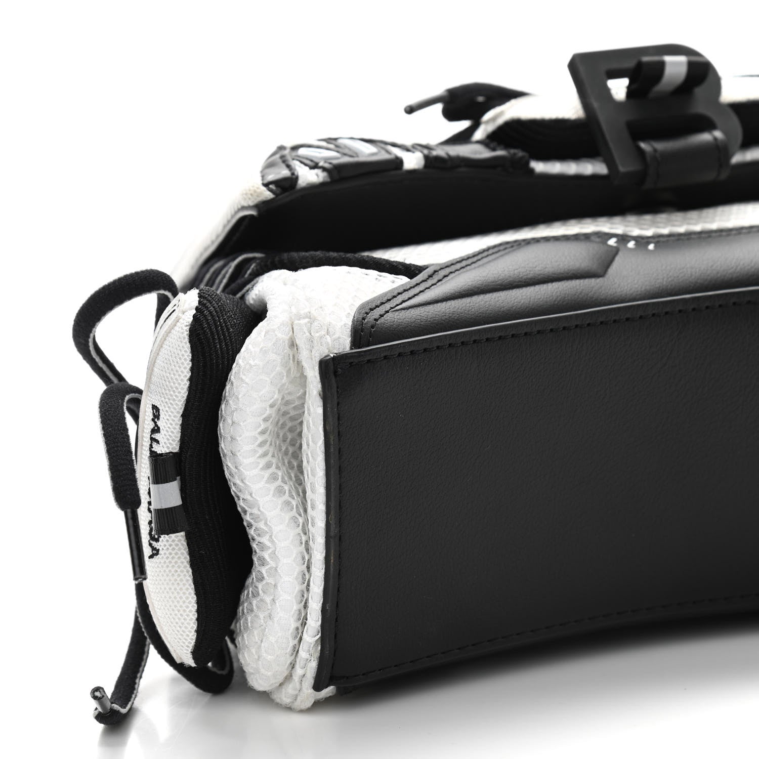 Balenciaga Faux Calfskin Fabric Small Sneakerhead Top Handle Bag Black White 9 of 10