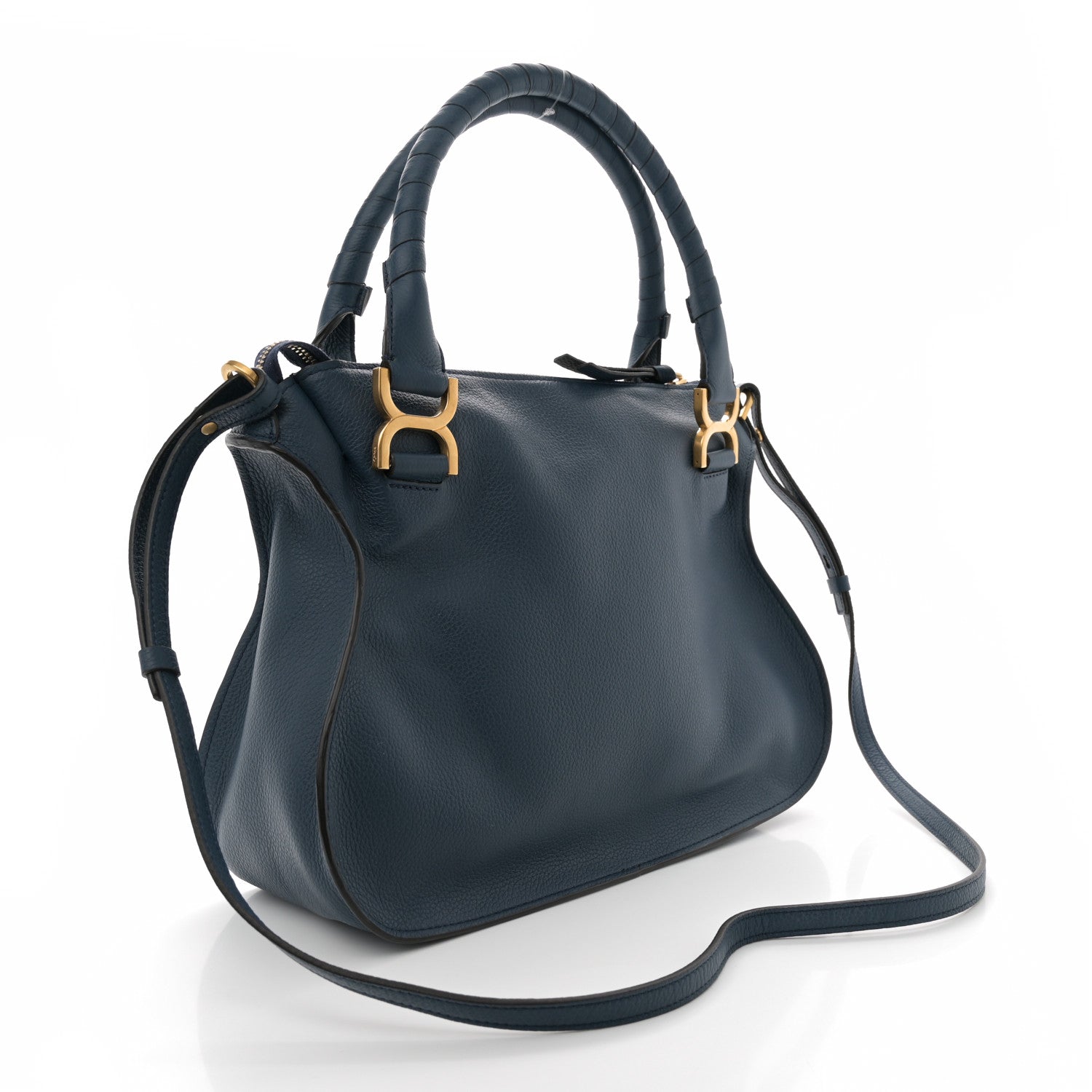 Chloe Calfskin Braided Medium Marcie Double Carry Navy 3 of 10