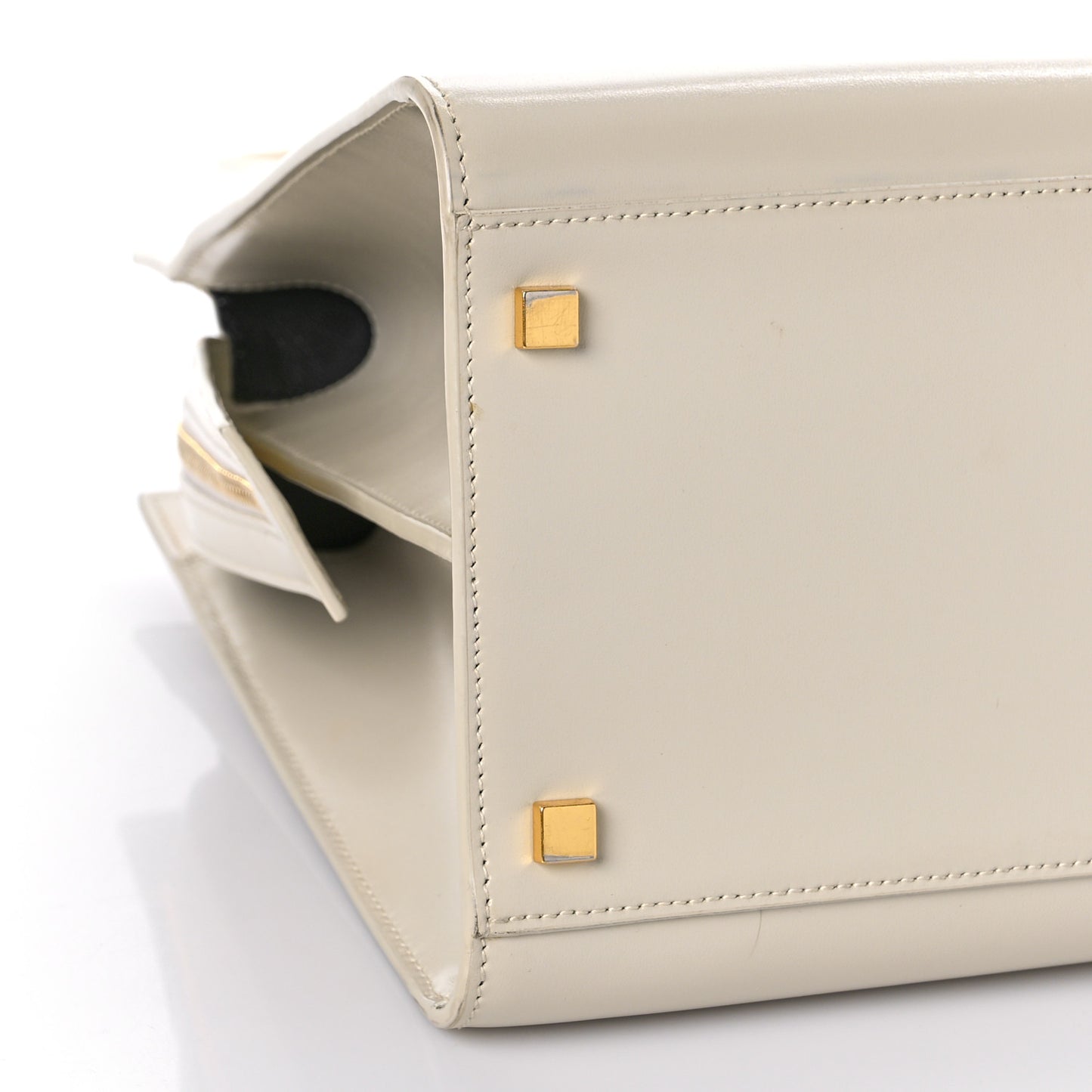 Shiny Calfskin Medium Uptown Tote White